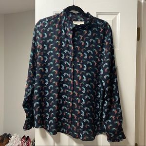 LOFT Peacock Long Sleeve Blouse